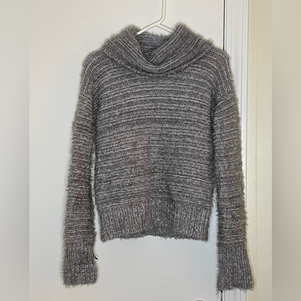 Olive & Oak Textured Gray Cowl Neck Sweater